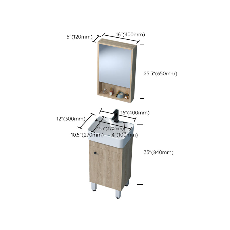Mirror Vanity Wood Freestanding Rectangle 2 Doors Bathroom Vanity with Single Sink Clearhalo 'Bathroom Remodel & Bathroom Fixtures' 'Bathroom Vanities' 'bathroom_vanities' 'Home Improvement' 'home_improvement' 'home_improvement_bathroom_vanities' 6714091
