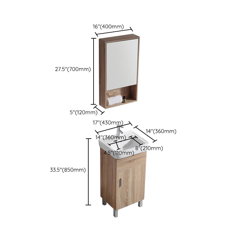 Mirror Vanity Wood Freestanding Rectangle 2 Doors Bathroom Vanity with Single Sink Clearhalo 'Bathroom Remodel & Bathroom Fixtures' 'Bathroom Vanities' 'bathroom_vanities' 'Home Improvement' 'home_improvement' 'home_improvement_bathroom_vanities' 6714093