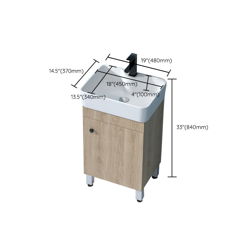 Mirror Vanity Wood Freestanding Rectangle 2 Doors Bathroom Vanity with Single Sink Clearhalo 'Bathroom Remodel & Bathroom Fixtures' 'Bathroom Vanities' 'bathroom_vanities' 'Home Improvement' 'home_improvement' 'home_improvement_bathroom_vanities' 6714098