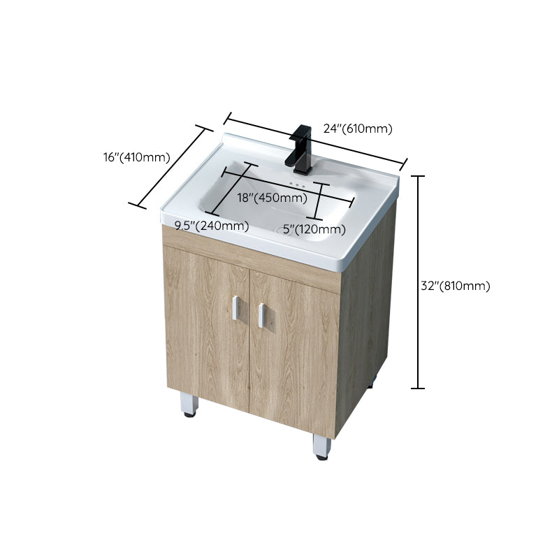 Mirror Vanity Wood Freestanding Rectangle 2 Doors Bathroom Vanity with Single Sink Clearhalo 'Bathroom Remodel & Bathroom Fixtures' 'Bathroom Vanities' 'bathroom_vanities' 'Home Improvement' 'home_improvement' 'home_improvement_bathroom_vanities' 6714101