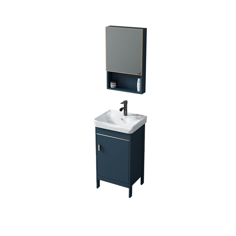 Contemporary Blue Sink Cabinet Metal Mirror Cabinet Bathroom Vanity Cabinet Vanity & Faucet & Mirror Cabinet 16.9"L x 13.8"W x 31.9"H Clearhalo 'Bathroom Remodel & Bathroom Fixtures' 'Bathroom Vanities' 'bathroom_vanities' 'Home Improvement' 'home_improvement' 'home_improvement_bathroom_vanities' 6714107