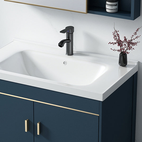 Contemporary Blue Sink Cabinet Metal Mirror Cabinet Bathroom Vanity Cabinet Clearhalo 'Bathroom Remodel & Bathroom Fixtures' 'Bathroom Vanities' 'bathroom_vanities' 'Home Improvement' 'home_improvement' 'home_improvement_bathroom_vanities' 6714110