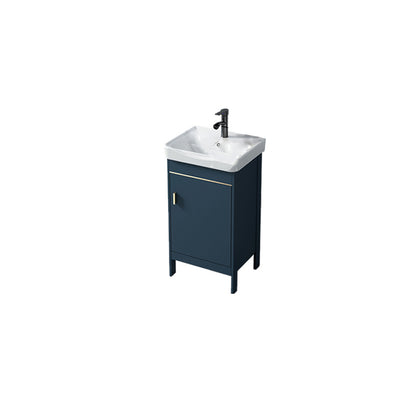 Contemporary Blue Sink Cabinet Metal Mirror Cabinet Bathroom Vanity Cabinet Vanity & Faucet 16.9"L x 13.8"W x 31.9"H Clearhalo 'Bathroom Remodel & Bathroom Fixtures' 'Bathroom Vanities' 'bathroom_vanities' 'Home Improvement' 'home_improvement' 'home_improvement_bathroom_vanities' 6714111