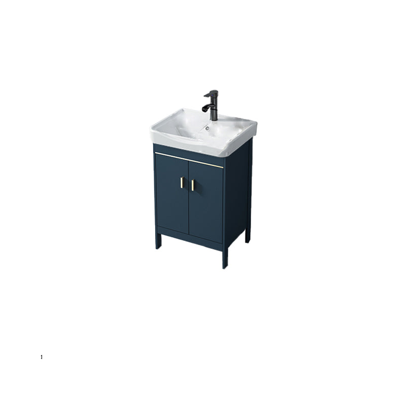 Contemporary Blue Sink Cabinet Metal Mirror Cabinet Bathroom Vanity Cabinet Vanity & Faucet 20.1"L x 14.2"W x 31.9"H Clearhalo 'Bathroom Remodel & Bathroom Fixtures' 'Bathroom Vanities' 'bathroom_vanities' 'Home Improvement' 'home_improvement' 'home_improvement_bathroom_vanities' 6714113