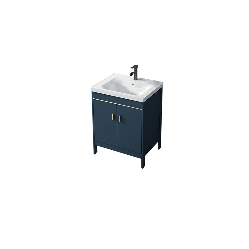 Contemporary Blue Sink Cabinet Metal Mirror Cabinet Bathroom Vanity Cabinet Vanity & Faucet 24"L x 15.7"W x 31.9"H Clearhalo 'Bathroom Remodel & Bathroom Fixtures' 'Bathroom Vanities' 'bathroom_vanities' 'Home Improvement' 'home_improvement' 'home_improvement_bathroom_vanities' 6714115