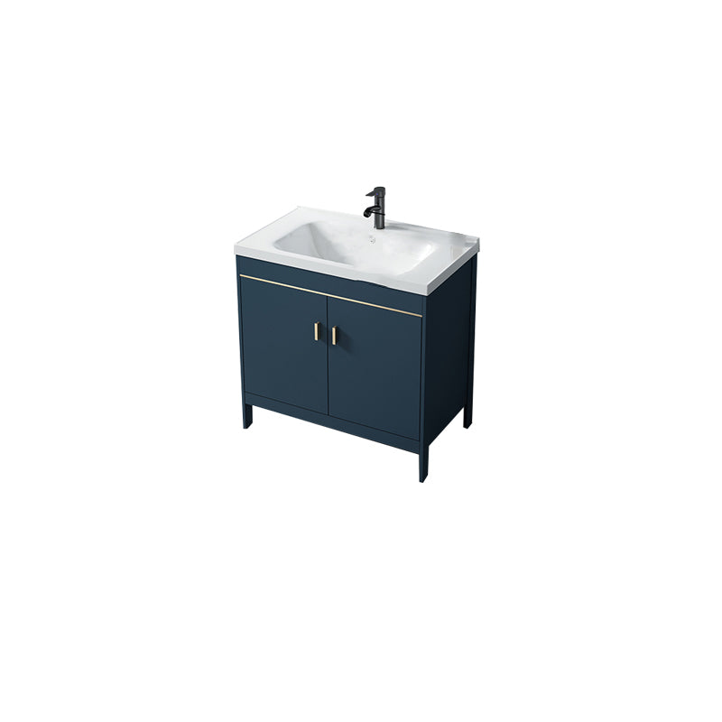 Contemporary Blue Sink Cabinet Metal Mirror Cabinet Bathroom Vanity Cabinet Vanity & Faucet Clearhalo 'Bathroom Remodel & Bathroom Fixtures' 'Bathroom Vanities' 'bathroom_vanities' 'Home Improvement' 'home_improvement' 'home_improvement_bathroom_vanities' 6714117