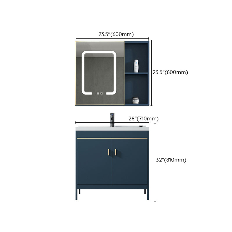 Contemporary Blue Sink Cabinet Metal Mirror Cabinet Bathroom Vanity Cabinet Clearhalo 'Bathroom Remodel & Bathroom Fixtures' 'Bathroom Vanities' 'bathroom_vanities' 'Home Improvement' 'home_improvement' 'home_improvement_bathroom_vanities' 6714123