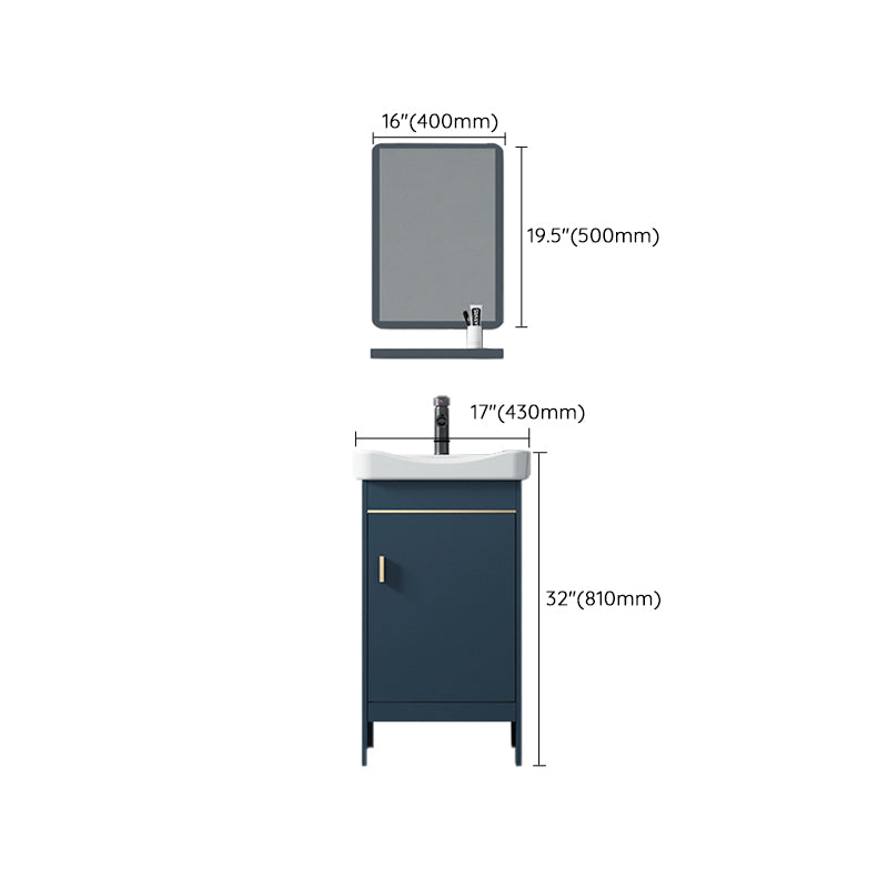 Contemporary Blue Sink Cabinet Metal Mirror Cabinet Bathroom Vanity Cabinet Clearhalo 'Bathroom Remodel & Bathroom Fixtures' 'Bathroom Vanities' 'bathroom_vanities' 'Home Improvement' 'home_improvement' 'home_improvement_bathroom_vanities' 6714127