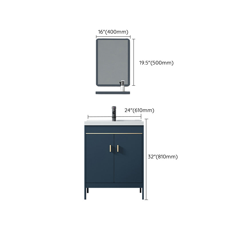 Contemporary Blue Sink Cabinet Metal Mirror Cabinet Bathroom Vanity Cabinet Clearhalo 'Bathroom Remodel & Bathroom Fixtures' 'Bathroom Vanities' 'bathroom_vanities' 'Home Improvement' 'home_improvement' 'home_improvement_bathroom_vanities' 6714129