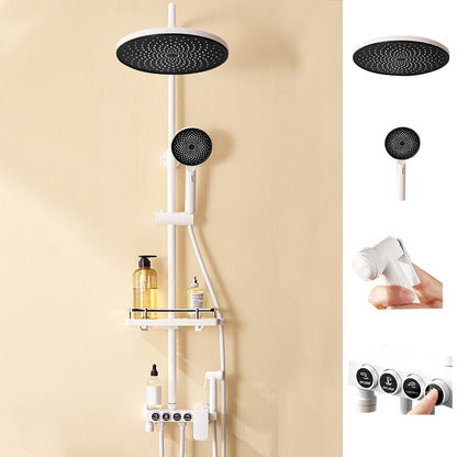 White Thermostatic Shower Set Bathroom Bath Nozzle Booster Shower Faucet Round Temperature Control Digital Display Not Included Clearhalo 'Bathroom Remodel & Bathroom Fixtures' 'Home Improvement' 'home_improvement' 'home_improvement_shower_faucets' 'Shower Faucets & Systems' 'shower_faucets' 'Showers & Bathtubs Plumbing' 'Showers & Bathtubs' 6714260