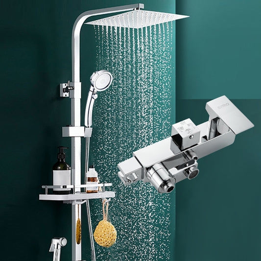 Silver Shower Set Pressurized Shower Head Thermostatic Bathroom Shower Water Faucet Clearhalo 'Bathroom Remodel & Bathroom Fixtures' 'Home Improvement' 'home_improvement' 'home_improvement_shower_faucets' 'Shower Faucets & Systems' 'shower_faucets' 'Showers & Bathtubs Plumbing' 'Showers & Bathtubs' 6714283