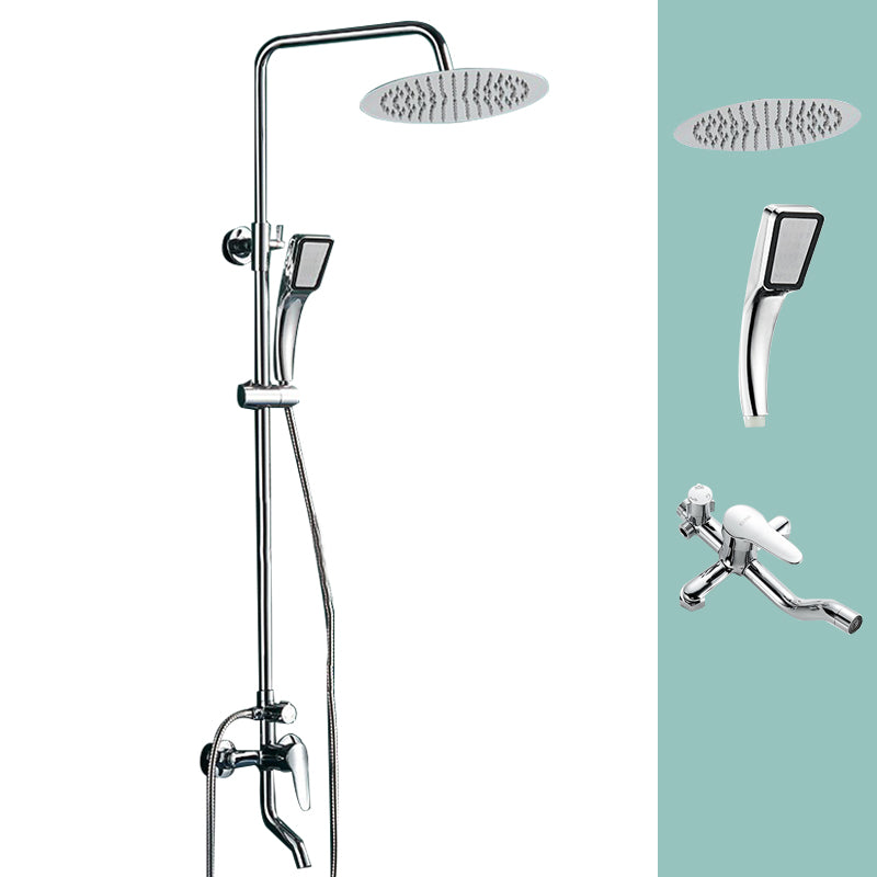 Silver Shower Set Pressurized Shower Head Thermostatic Bathroom Shower Water Faucet Light Gray Round Spray Gun Not Included Clearhalo 'Bathroom Remodel & Bathroom Fixtures' 'Home Improvement' 'home_improvement' 'home_improvement_shower_faucets' 'Shower Faucets & Systems' 'shower_faucets' 'Showers & Bathtubs Plumbing' 'Showers & Bathtubs' 6714284