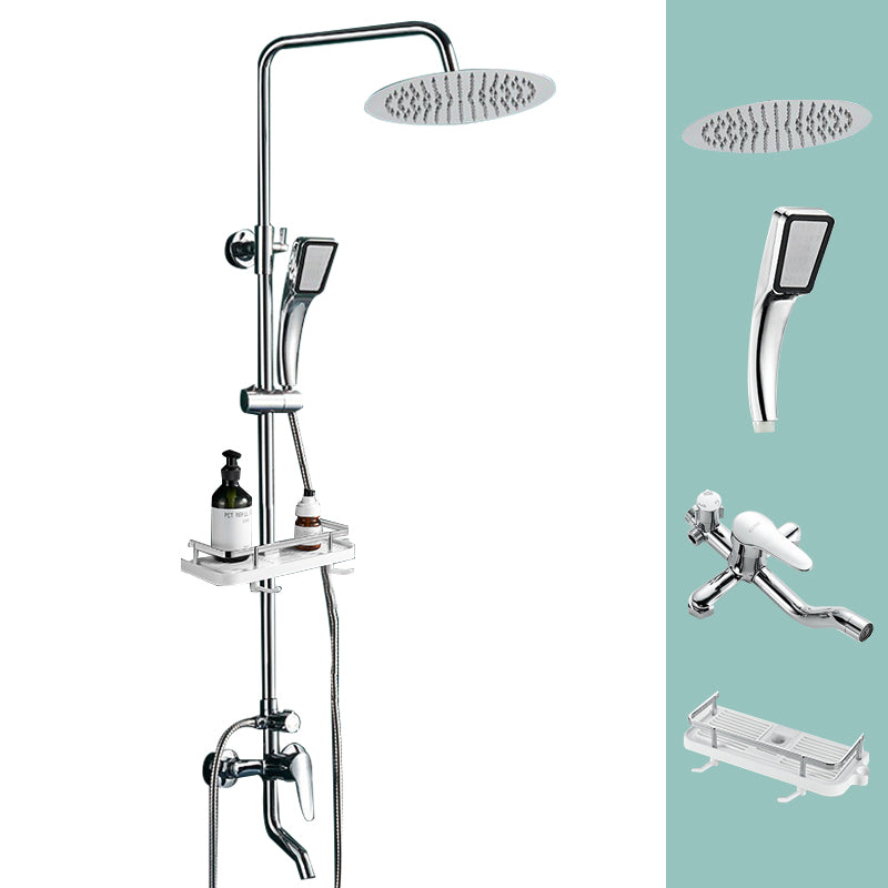 Silver Shower Set Pressurized Shower Head Thermostatic Bathroom Shower Water Faucet Silver Round Spray Gun Not Included Clearhalo 'Bathroom Remodel & Bathroom Fixtures' 'Home Improvement' 'home_improvement' 'home_improvement_shower_faucets' 'Shower Faucets & Systems' 'shower_faucets' 'Showers & Bathtubs Plumbing' 'Showers & Bathtubs' 6714286