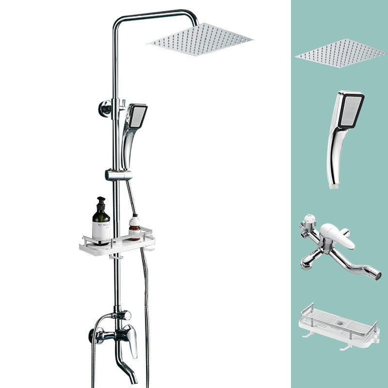 Silver Shower Set Pressurized Shower Head Thermostatic Bathroom Shower Water Faucet Silver Square Spray Gun Not Included Clearhalo 'Bathroom Remodel & Bathroom Fixtures' 'Home Improvement' 'home_improvement' 'home_improvement_shower_faucets' 'Shower Faucets & Systems' 'shower_faucets' 'Showers & Bathtubs Plumbing' 'Showers & Bathtubs' 6714287