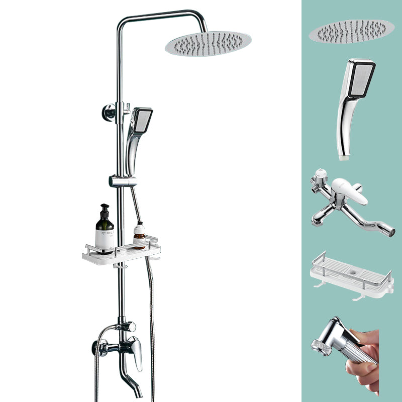 Silver Shower Set Pressurized Shower Head Thermostatic Bathroom Shower Water Faucet Silver Round Spray Gun Included Clearhalo 'Bathroom Remodel & Bathroom Fixtures' 'Home Improvement' 'home_improvement' 'home_improvement_shower_faucets' 'Shower Faucets & Systems' 'shower_faucets' 'Showers & Bathtubs Plumbing' 'Showers & Bathtubs' 6714289