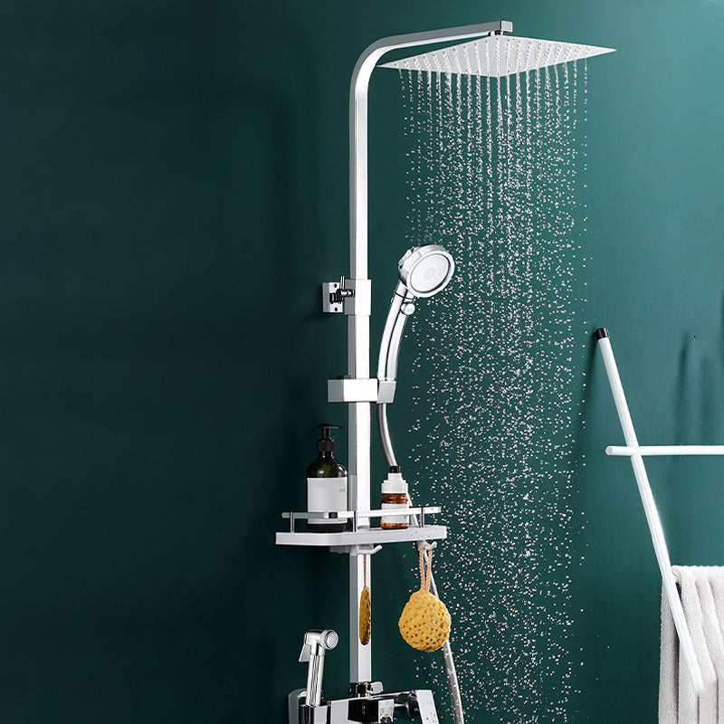 Silver Shower Set Pressurized Shower Head Thermostatic Bathroom Shower Water Faucet Clearhalo 'Bathroom Remodel & Bathroom Fixtures' 'Home Improvement' 'home_improvement' 'home_improvement_shower_faucets' 'Shower Faucets & Systems' 'shower_faucets' 'Showers & Bathtubs Plumbing' 'Showers & Bathtubs' 6714290