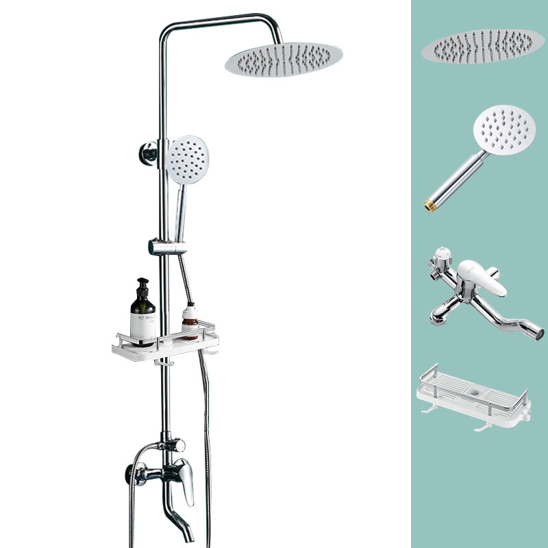 Silver Shower Set Pressurized Shower Head Thermostatic Bathroom Shower Water Faucet Textured Silver Round Spray Gun Not Included Clearhalo 'Bathroom Remodel & Bathroom Fixtures' 'Home Improvement' 'home_improvement' 'home_improvement_shower_faucets' 'Shower Faucets & Systems' 'shower_faucets' 'Showers & Bathtubs Plumbing' 'Showers & Bathtubs' 6714294