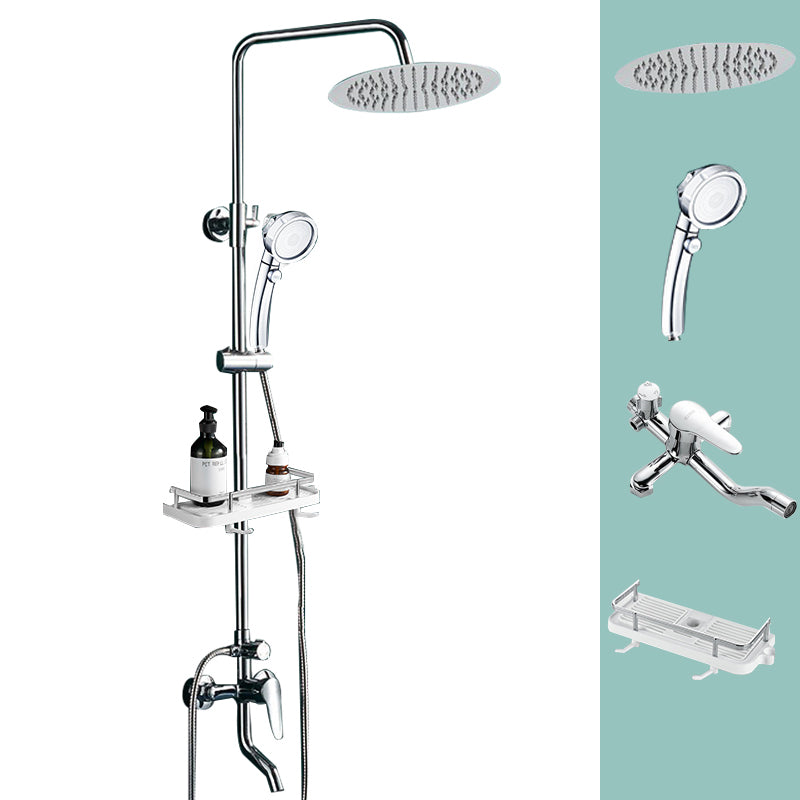 Silver Shower Set Pressurized Shower Head Thermostatic Bathroom Shower Water Faucet Silver Gray Round Spray Gun Not Included Clearhalo 'Bathroom Remodel & Bathroom Fixtures' 'Home Improvement' 'home_improvement' 'home_improvement_shower_faucets' 'Shower Faucets & Systems' 'shower_faucets' 'Showers & Bathtubs Plumbing' 'Showers & Bathtubs' 6714295