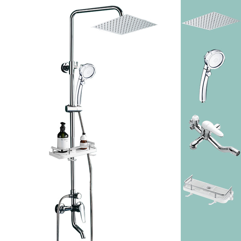 Silver Shower Set Pressurized Shower Head Thermostatic Bathroom Shower Water Faucet Silver Gray Square Spray Gun Not Included Clearhalo 'Bathroom Remodel & Bathroom Fixtures' 'Home Improvement' 'home_improvement' 'home_improvement_shower_faucets' 'Shower Faucets & Systems' 'shower_faucets' 'Showers & Bathtubs Plumbing' 'Showers & Bathtubs' 6714297