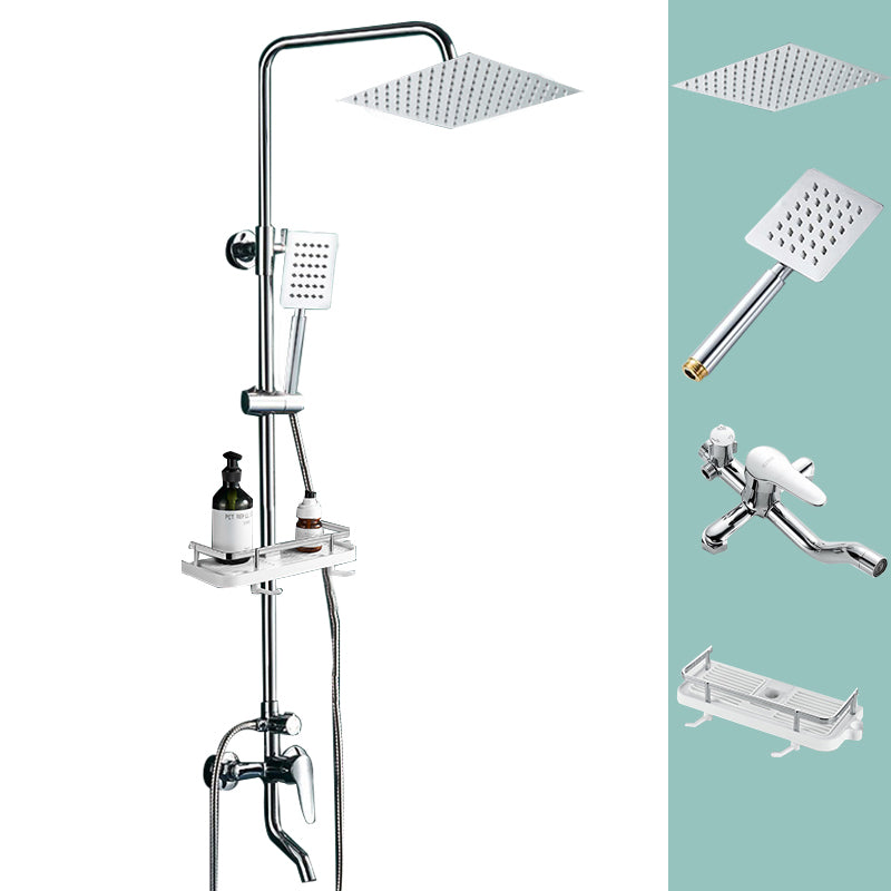 Silver Shower Set Pressurized Shower Head Thermostatic Bathroom Shower Water Faucet Textured Silver Square Spray Gun Not Included Clearhalo 'Bathroom Remodel & Bathroom Fixtures' 'Home Improvement' 'home_improvement' 'home_improvement_shower_faucets' 'Shower Faucets & Systems' 'shower_faucets' 'Showers & Bathtubs Plumbing' 'Showers & Bathtubs' 6714300