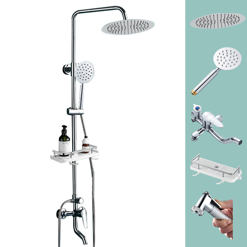 Silver Shower Set Pressurized Shower Head Thermostatic Bathroom Shower Water Faucet Textured Silver Round Spray Gun Included Clearhalo 'Bathroom Remodel & Bathroom Fixtures' 'Home Improvement' 'home_improvement' 'home_improvement_shower_faucets' 'Shower Faucets & Systems' 'shower_faucets' 'Showers & Bathtubs Plumbing' 'Showers & Bathtubs' 6714307