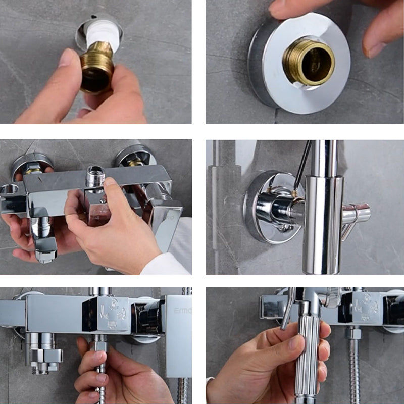 Silver Shower Set Pressurized Shower Head Thermostatic Bathroom Shower Water Faucet Clearhalo 'Bathroom Remodel & Bathroom Fixtures' 'Home Improvement' 'home_improvement' 'home_improvement_shower_faucets' 'Shower Faucets & Systems' 'shower_faucets' 'Showers & Bathtubs Plumbing' 'Showers & Bathtubs' 6714309