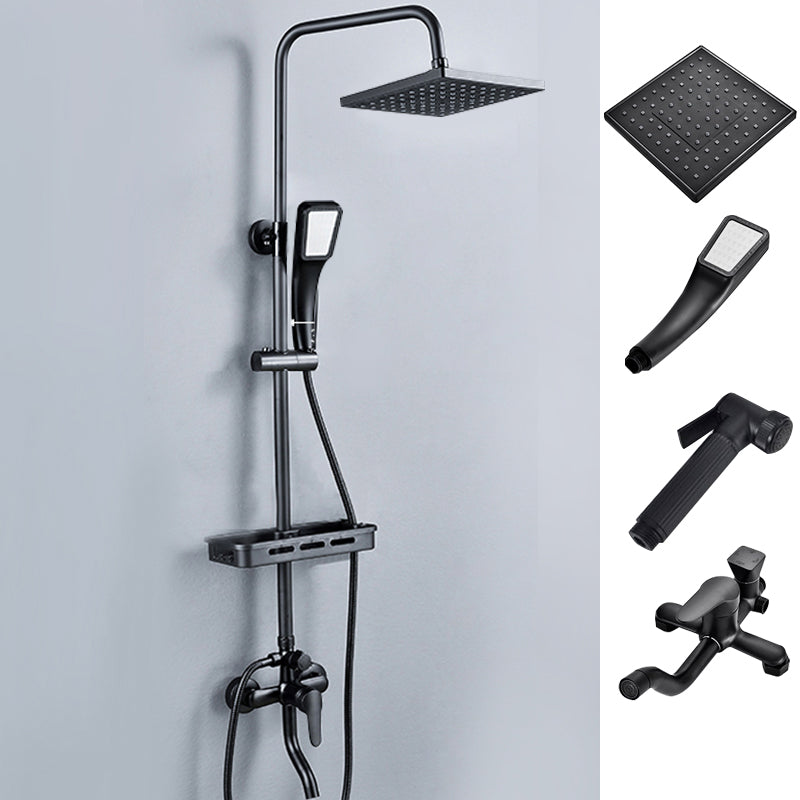 Black Shower Set Full Constant Temperature Copper Bathroom Lift Bath Booster Shower Head Black Square Spray Gun Included Clearhalo 'Bathroom Remodel & Bathroom Fixtures' 'Home Improvement' 'home_improvement' 'home_improvement_shower_faucets' 'Shower Faucets & Systems' 'shower_faucets' 'Showers & Bathtubs Plumbing' 'Showers & Bathtubs' 6714335