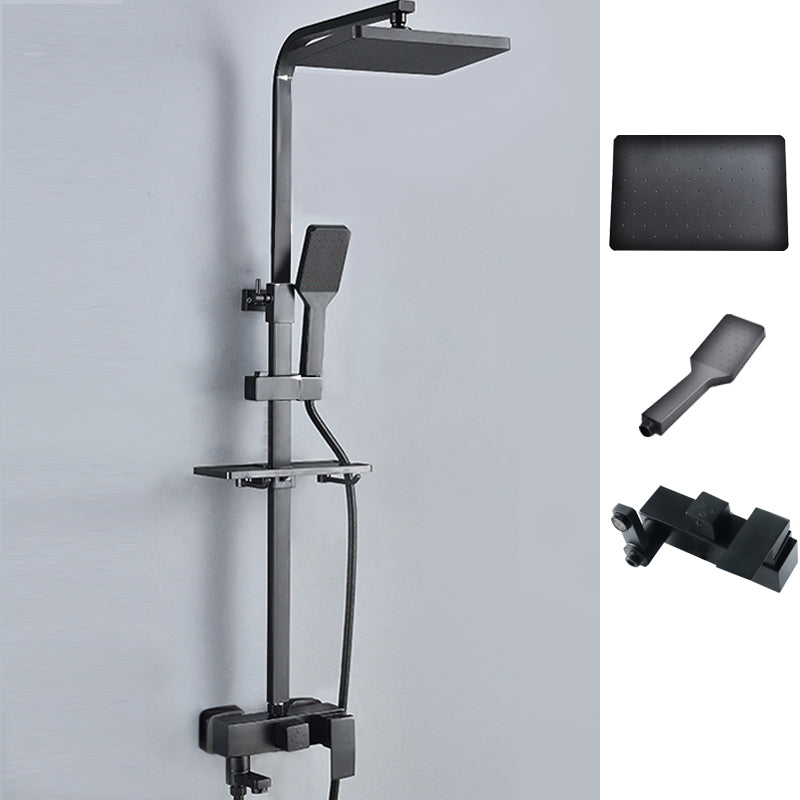 Black Shower Set Full Constant Temperature Copper Bathroom Lift Bath Booster Shower Head Black Rectangle Spray Gun Not Included Clearhalo 'Bathroom Remodel & Bathroom Fixtures' 'Home Improvement' 'home_improvement' 'home_improvement_shower_faucets' 'Shower Faucets & Systems' 'shower_faucets' 'Showers & Bathtubs Plumbing' 'Showers & Bathtubs' 6714336