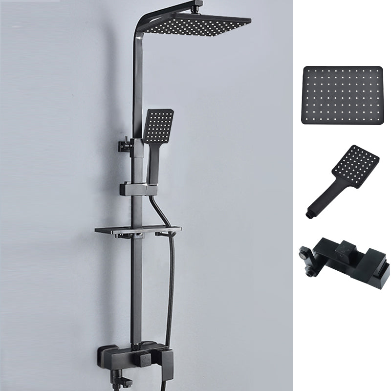 Black Shower Set Full Constant Temperature Copper Bathroom Lift Bath Booster Shower Head Matte Black Rectangle Spray Gun Not Included Clearhalo 'Bathroom Remodel & Bathroom Fixtures' 'Home Improvement' 'home_improvement' 'home_improvement_shower_faucets' 'Shower Faucets & Systems' 'shower_faucets' 'Showers & Bathtubs Plumbing' 'Showers & Bathtubs' 6714339