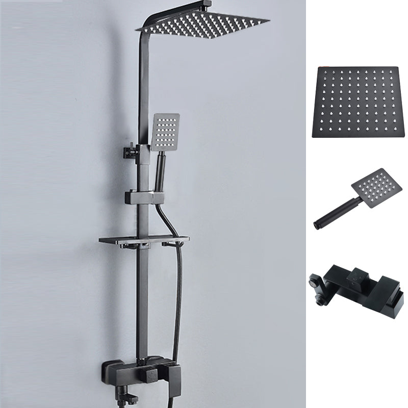 Black Shower Set Full Constant Temperature Copper Bathroom Lift Bath Booster Shower Head Black White Square Spray Gun Not Included Clearhalo 'Bathroom Remodel & Bathroom Fixtures' 'Home Improvement' 'home_improvement' 'home_improvement_shower_faucets' 'Shower Faucets & Systems' 'shower_faucets' 'Showers & Bathtubs Plumbing' 'Showers & Bathtubs' 6714341