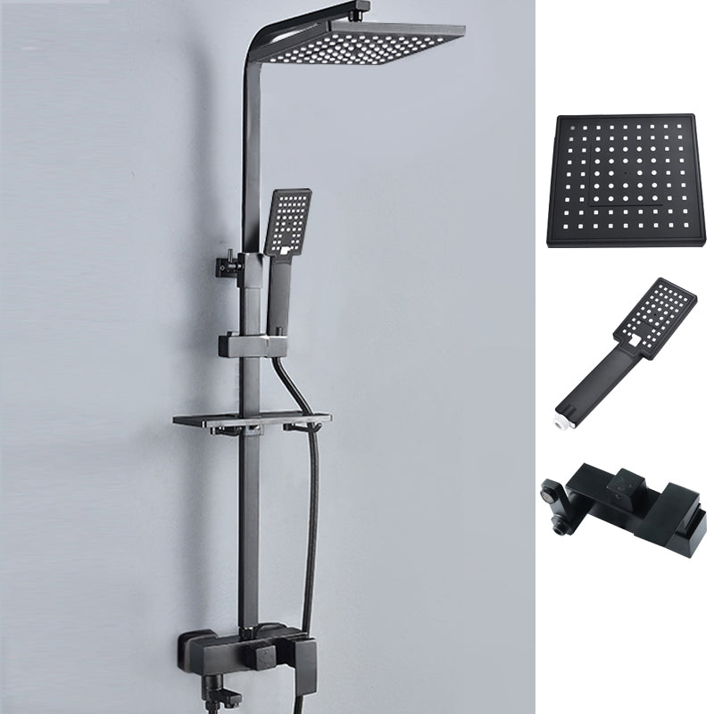 Black Shower Set Full Constant Temperature Copper Bathroom Lift Bath Booster Shower Head Matte Black Square Spray Gun Not Included Clearhalo 'Bathroom Remodel & Bathroom Fixtures' 'Home Improvement' 'home_improvement' 'home_improvement_shower_faucets' 'Shower Faucets & Systems' 'shower_faucets' 'Showers & Bathtubs Plumbing' 'Showers & Bathtubs' 6714343