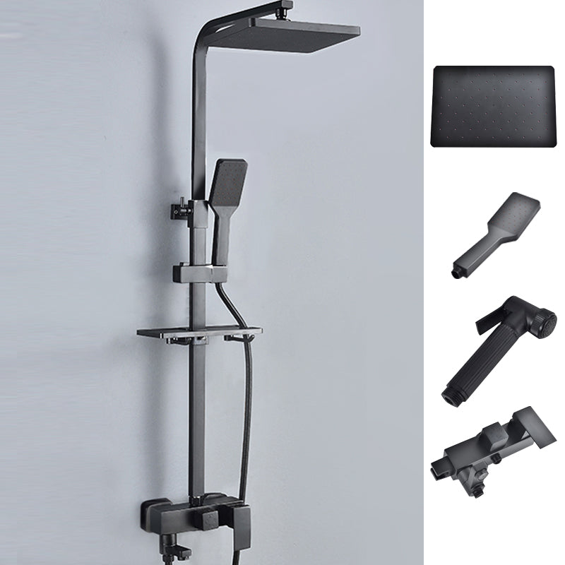 Black Shower Set Full Constant Temperature Copper Bathroom Lift Bath Booster Shower Head Black Rectangle Spray Gun Included Clearhalo 'Bathroom Remodel & Bathroom Fixtures' 'Home Improvement' 'home_improvement' 'home_improvement_shower_faucets' 'Shower Faucets & Systems' 'shower_faucets' 'Showers & Bathtubs Plumbing' 'Showers & Bathtubs' 6714344
