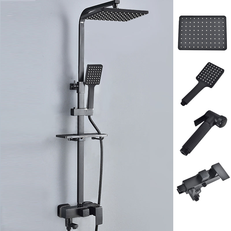 Black Shower Set Full Constant Temperature Copper Bathroom Lift Bath Booster Shower Head Matte Black Rectangle Spray Gun Included Clearhalo 'Bathroom Remodel & Bathroom Fixtures' 'Home Improvement' 'home_improvement' 'home_improvement_shower_faucets' 'Shower Faucets & Systems' 'shower_faucets' 'Showers & Bathtubs Plumbing' 'Showers & Bathtubs' 6714347
