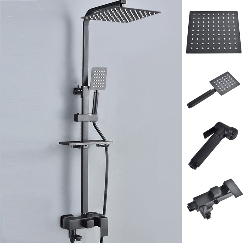 Black Shower Set Full Constant Temperature Copper Bathroom Lift Bath Booster Shower Head Black White Square Spray Gun Included Clearhalo 'Bathroom Remodel & Bathroom Fixtures' 'Home Improvement' 'home_improvement' 'home_improvement_shower_faucets' 'Shower Faucets & Systems' 'shower_faucets' 'Showers & Bathtubs Plumbing' 'Showers & Bathtubs' 6714348