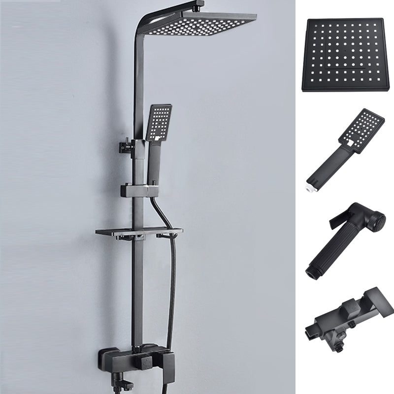 Black Shower Set Full Constant Temperature Copper Bathroom Lift Bath Booster Shower Head Matte Black Square Spray Gun Included Clearhalo 'Bathroom Remodel & Bathroom Fixtures' 'Home Improvement' 'home_improvement' 'home_improvement_shower_faucets' 'Shower Faucets & Systems' 'shower_faucets' 'Showers & Bathtubs Plumbing' 'Showers & Bathtubs' 6714351