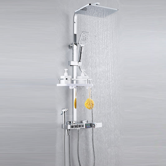 Shower System Square Rain Jet Massage Adjustable Spray Pattern Wall Mounted Shower Trim Clearhalo 'Bathroom Remodel & Bathroom Fixtures' 'Home Improvement' 'home_improvement' 'home_improvement_shower_faucets' 'Shower Faucets & Systems' 'shower_faucets' 'Showers & Bathtubs Plumbing' 'Showers & Bathtubs' 6714367