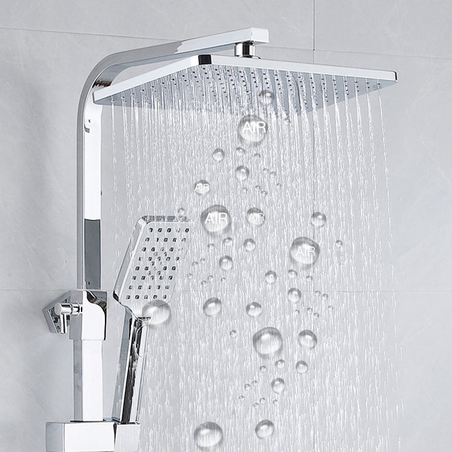 Shower System Square Rain Jet Massage Adjustable Spray Pattern Wall Mounted Shower Trim Clearhalo 'Bathroom Remodel & Bathroom Fixtures' 'Home Improvement' 'home_improvement' 'home_improvement_shower_faucets' 'Shower Faucets & Systems' 'shower_faucets' 'Showers & Bathtubs Plumbing' 'Showers & Bathtubs' 6714369