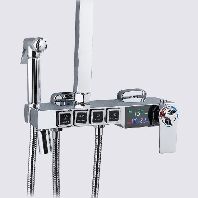 Shower System Square Rain Jet Massage Adjustable Spray Pattern Wall Mounted Shower Trim Clearhalo 'Bathroom Remodel & Bathroom Fixtures' 'Home Improvement' 'home_improvement' 'home_improvement_shower_faucets' 'Shower Faucets & Systems' 'shower_faucets' 'Showers & Bathtubs Plumbing' 'Showers & Bathtubs' 6714376