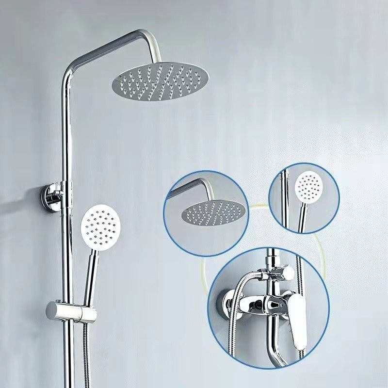 Modern Shower Set Brass Slide Bar Included Adjustable Shower Head Shower Combo Clearhalo 'Bathroom Remodel & Bathroom Fixtures' 'Home Improvement' 'home_improvement' 'home_improvement_shower_faucets' 'Shower Faucets & Systems' 'shower_faucets' 'Showers & Bathtubs Plumbing' 'Showers & Bathtubs' 6714469