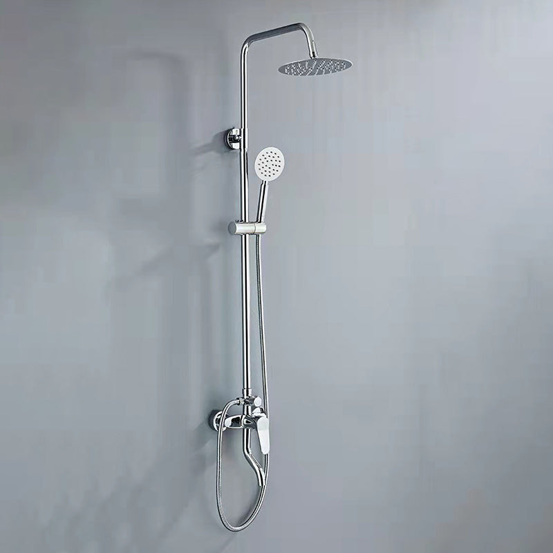 Modern Shower Set Brass Slide Bar Included Adjustable Shower Head Shower Combo Silver Clearhalo 'Bathroom Remodel & Bathroom Fixtures' 'Home Improvement' 'home_improvement' 'home_improvement_shower_faucets' 'Shower Faucets & Systems' 'shower_faucets' 'Showers & Bathtubs Plumbing' 'Showers & Bathtubs' 6714475
