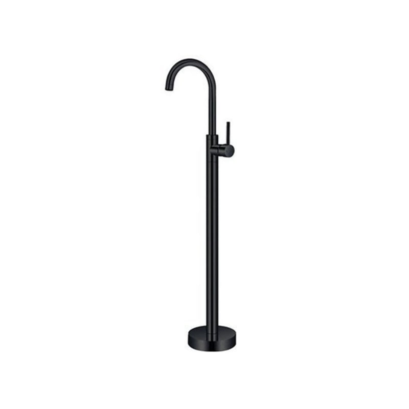 Floor Mounted Metal Freestanding Tub Filler 1 Handle Freestanding Bathtub Faucet Black Curved Hand Shower Not Included Clearhalo 'Bathroom Remodel & Bathroom Fixtures' 'Bathtub Faucets' 'bathtub_faucets' 'Home Improvement' 'home_improvement' 'home_improvement_bathtub_faucets' 6714515