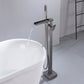 Modern Floor Mounted Copper Freestanding Tub Filler Freestanding Low Arc Tub Filler Trim Gun Grey Waterfall Comes Out Ground Clearhalo 'Bathroom Remodel & Bathroom Fixtures' 'Bathtub Faucets' 'bathtub_faucets' 'Home Improvement' 'home_improvement' 'home_improvement_bathtub_faucets' 6714579