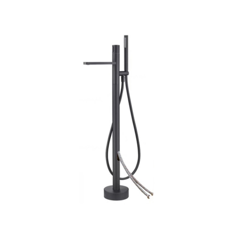 Floor Mounted Metal Freestanding Tub Filler High Arc Freestanding Bathtub Faucet Black Wall Clearhalo 'Bathroom Remodel & Bathroom Fixtures' 'Bathtub Faucets' 'bathtub_faucets' 'Home Improvement' 'home_improvement' 'home_improvement_bathtub_faucets' 6714591