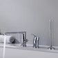 Modern Deck Mounted Copper Roman Tub Faucet Low Arc Tub Faucet Set Silver Round 3 Hole Faucets Clearhalo 'Bathroom Remodel & Bathroom Fixtures' 'Bathtub Faucets' 'bathtub_faucets' 'Home Improvement' 'home_improvement' 'home_improvement_bathtub_faucets' 6714631