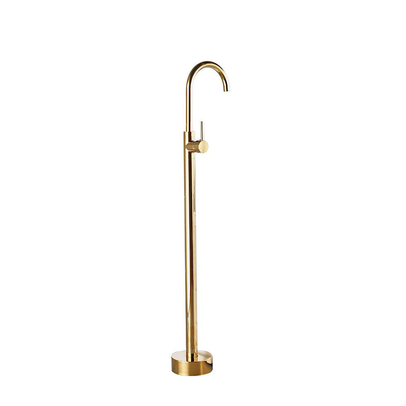 Traditional Floor Mounted Metal Freestanding Tub Filler High Arc Freestanding Faucet Gold 1 Handle Faucets Hand Shower Not Included Clearhalo 'Bathroom Remodel & Bathroom Fixtures' 'Bathtub Faucets' 'bathtub_faucets' 'Home Improvement' 'home_improvement' 'home_improvement_bathtub_faucets' 6714684