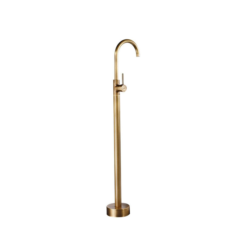 Traditional Floor Mounted Metal Freestanding Tub Filler High Arc Freestanding Faucet Brass 1 Handle Faucets Hand Shower Not Included Clearhalo 'Bathroom Remodel & Bathroom Fixtures' 'Bathtub Faucets' 'bathtub_faucets' 'Home Improvement' 'home_improvement' 'home_improvement_bathtub_faucets' 6714699