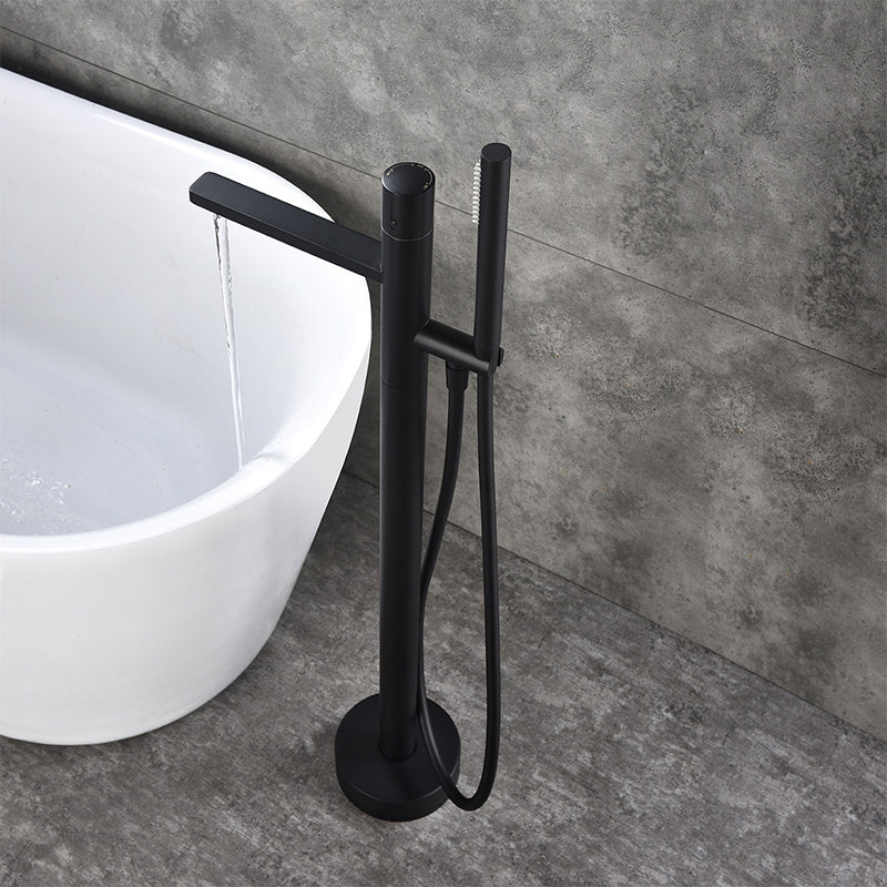 Floor Mounted Metal Freestanding Tub Filler Swivel Nickel Freestanding Faucet Clearhalo 'Bathroom Remodel & Bathroom Fixtures' 'Bathtub Faucets' 'bathtub_faucets' 'Home Improvement' 'home_improvement' 'home_improvement_bathtub_faucets' 6714711