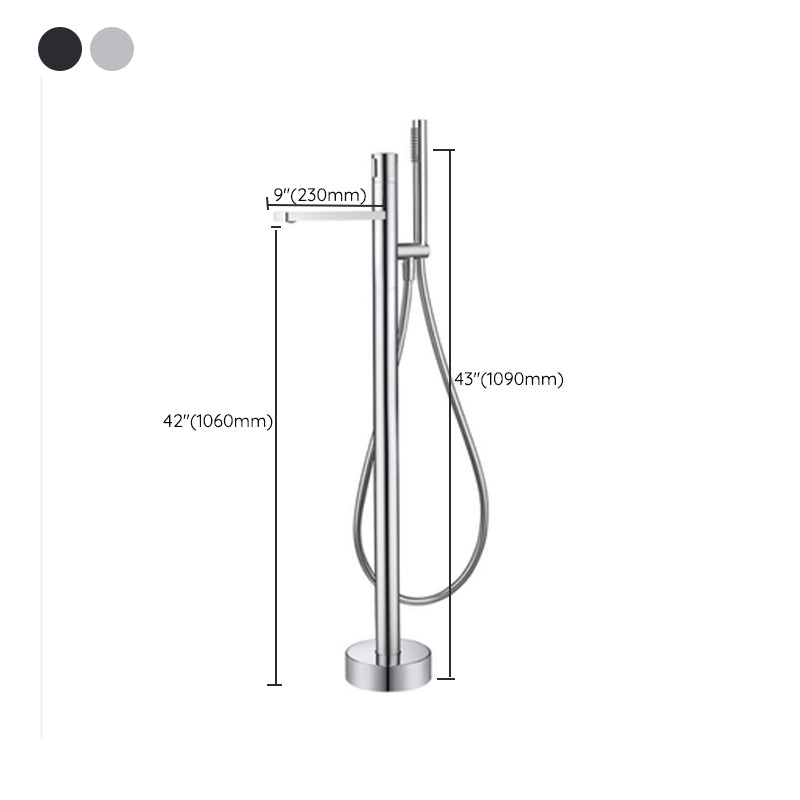 Floor Mounted Metal Freestanding Tub Filler Swivel Nickel Freestanding Faucet Clearhalo 'Bathroom Remodel & Bathroom Fixtures' 'Bathtub Faucets' 'bathtub_faucets' 'Home Improvement' 'home_improvement' 'home_improvement_bathtub_faucets' 6714727