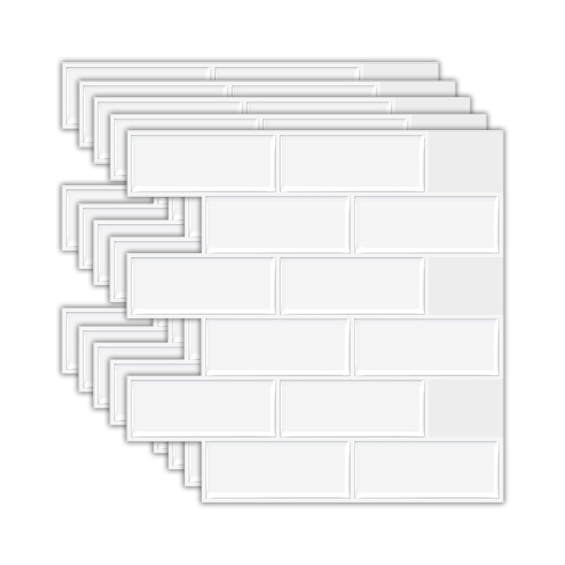 Solid Peel & Stick Subway Tile Scratch Resistant PVC Rectangle Peel and Stick Wall Tile White Clearhalo 'Flooring 'Home Improvement' 'home_improvement' 'home_improvement_peel_stick_blacksplash' 'Peel & Stick Backsplash Tile' 'peel_stick_blacksplash' 'Walls & Ceilings' Walls and Ceiling' 6714790