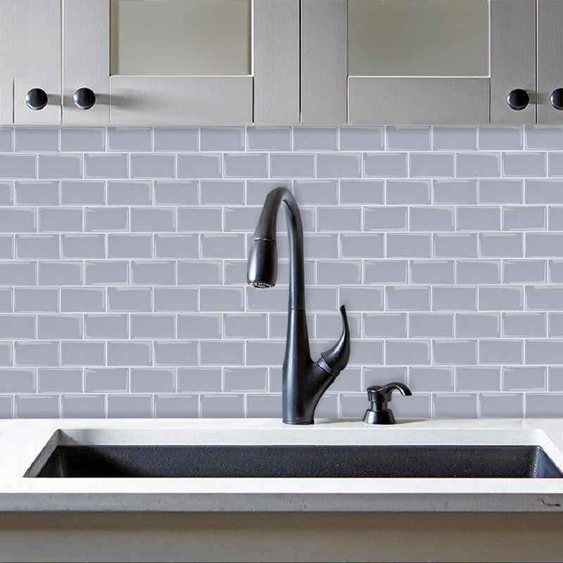 Solid Peel & Stick Subway Tile Scratch Resistant PVC Rectangle Peel and Stick Wall Tile Grey 100-Piece Set Clearhalo 'Flooring 'Home Improvement' 'home_improvement' 'home_improvement_peel_stick_blacksplash' 'Peel & Stick Backsplash Tile' 'peel_stick_blacksplash' 'Walls & Ceilings' Walls and Ceiling' 6714792
